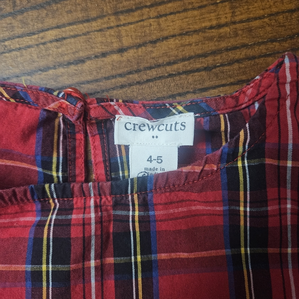 J.Crew Crewcuts Girls 4-5 plaid holiday top - Picture 3 of 5